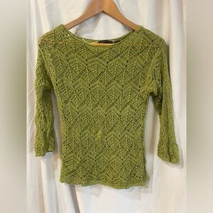 Green Lace Knit Women's Top